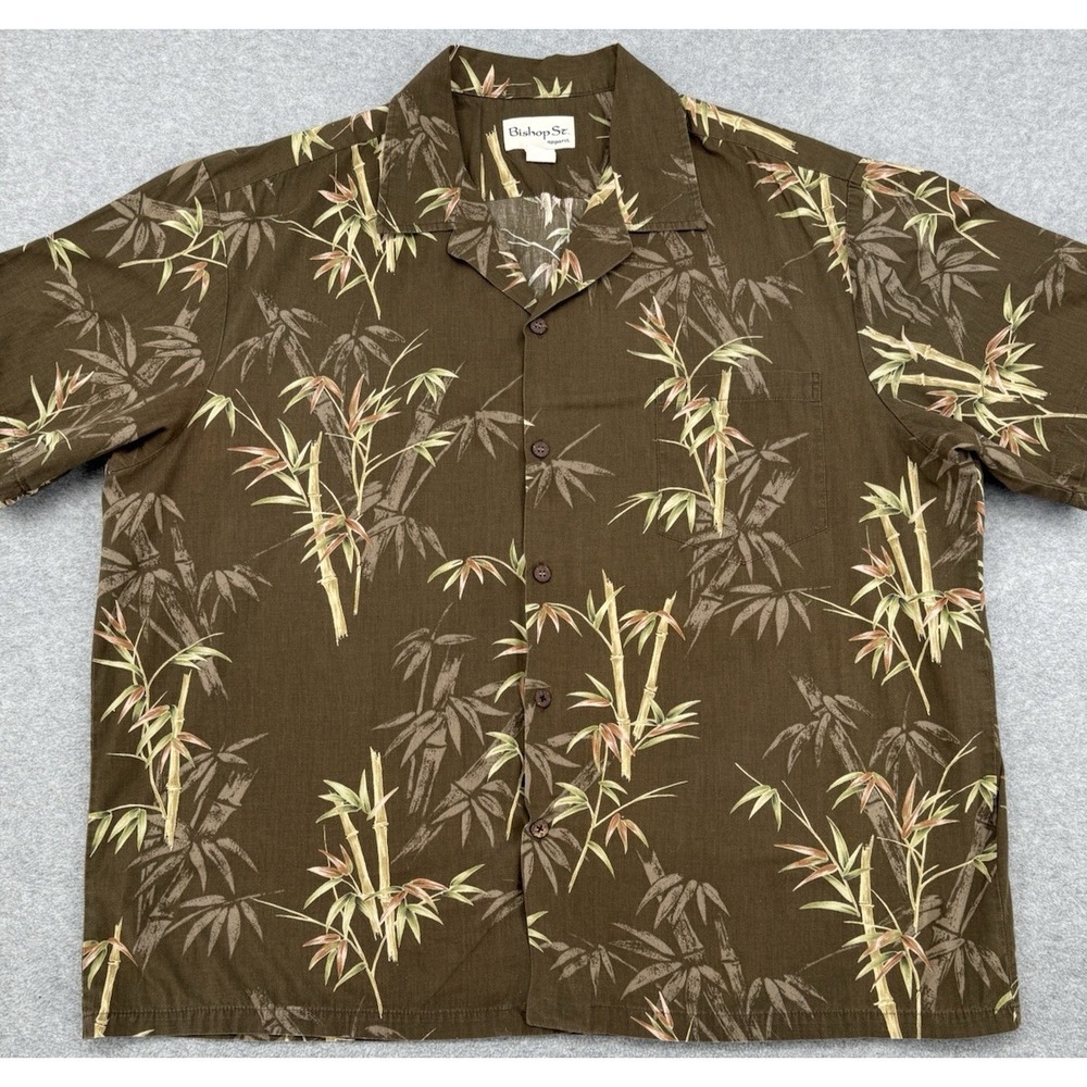 Hawaiian Shirt Bamboo Print Made‎ in Hawaii 100% Cotton Aloha Mens 3XL